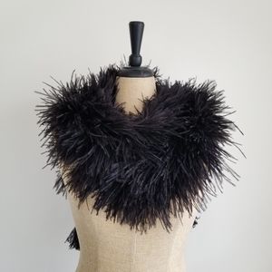 Black Ostrich feather boa with tassels NEW 74"